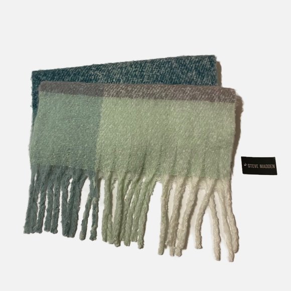 Steve Madden Accessories - Steve Madden Lime Striped Plaid Muffler